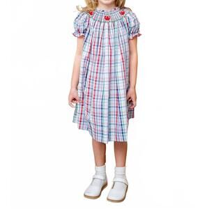 NEW RUTH AND RALPH apples smocked helen dress in multi
